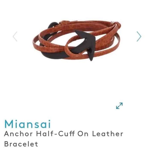 NEW MIANSAI ANCHOR MEN BRACELET GENUINE LEATHER METAL HOOK NECKLACE CUFF BROWN X - Picture 4 of 13